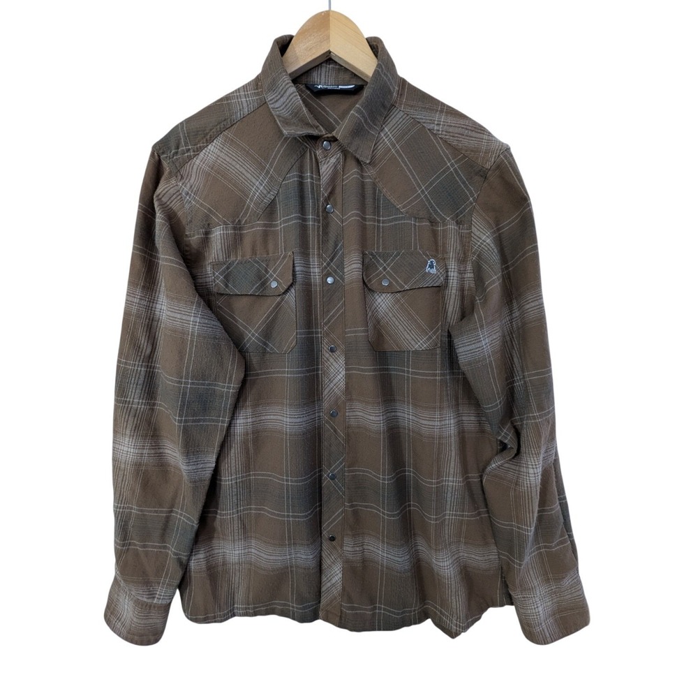 Stone Glacier Timber Butte Snap Long Sleeve Shirt Mens L Brown Plaid Outdoor